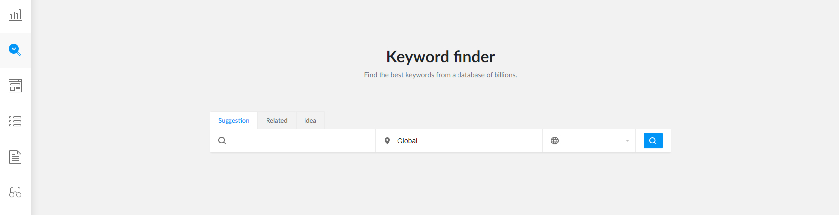 Keyword finder screenshot with search visible