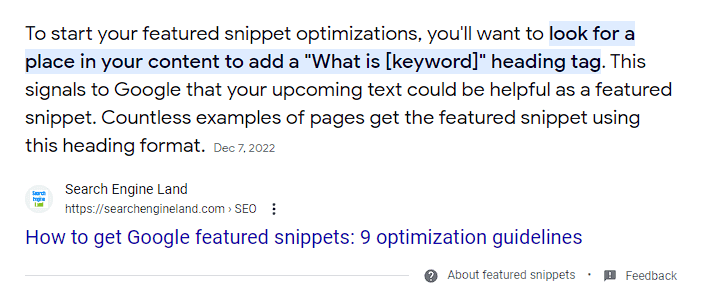 Featured Snippets