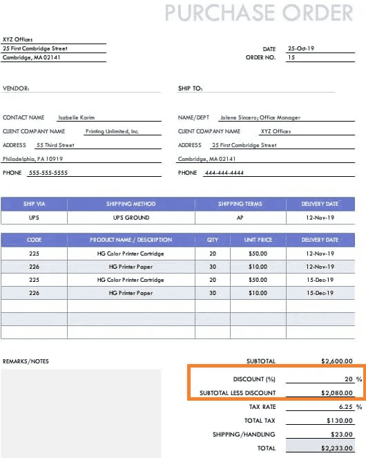 purchase order example 3