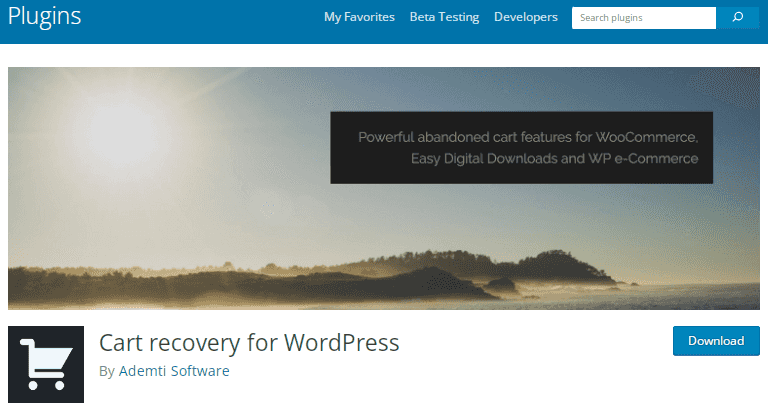 Cart recovery plugin