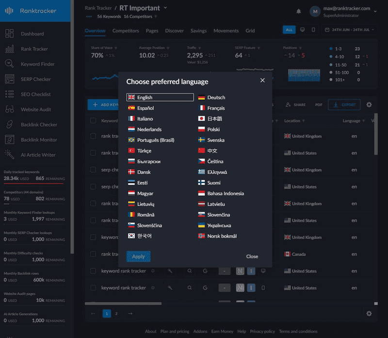 Ranktracker App