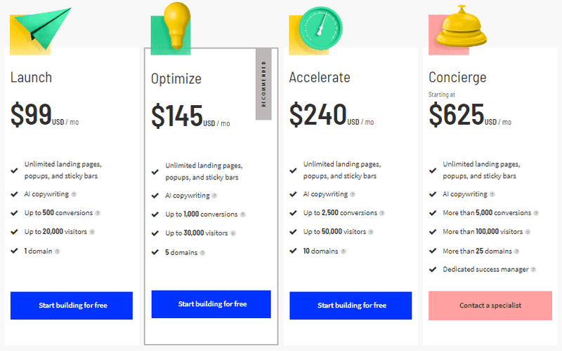 pricing page