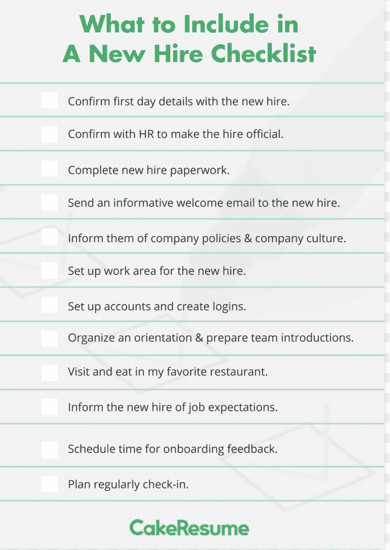 what to include in a new hire checklist what to include in a new hire checklist