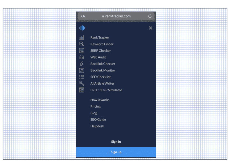 ranktracker’s mobile site ranktracker’s mobile site
