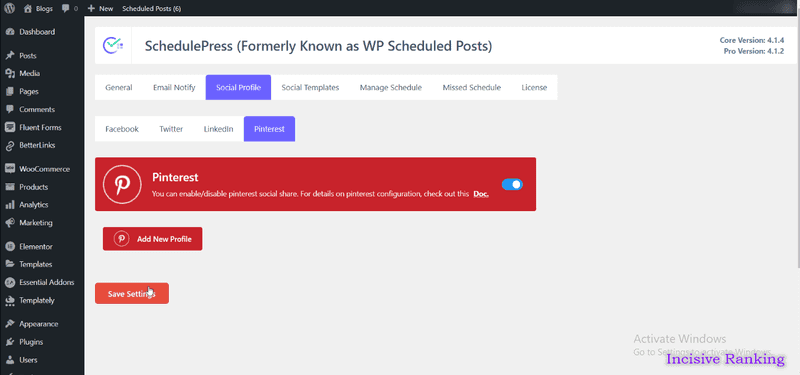 Configure the SchedulePress Social Profile