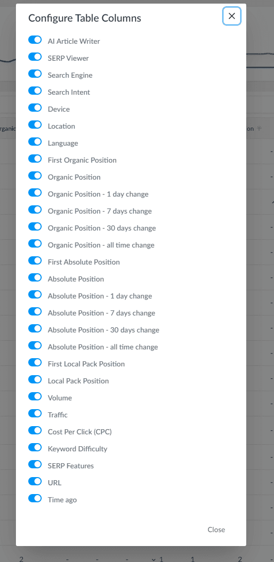 Customizable Tables