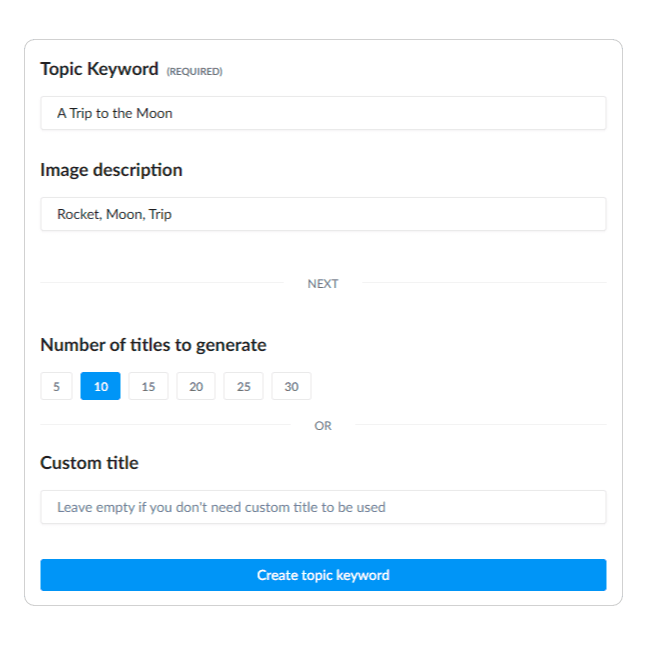 Configure a mágica, escolha o volume do tópico e as imagens geradas por IA🔮